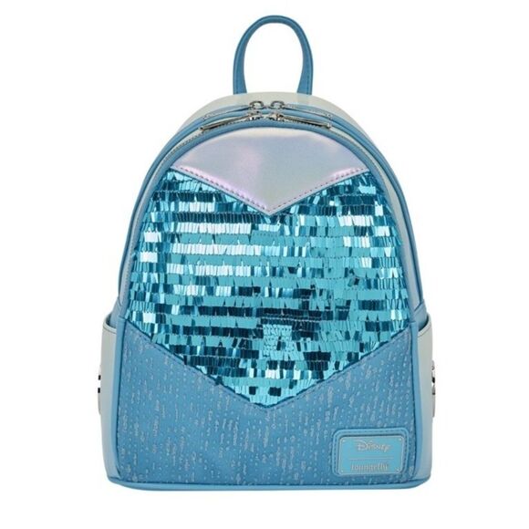 Loungefly Disney Frozen Elsa Mini Backpack Blue Sequin Snowflake Cosplay Bag NWT main image 5